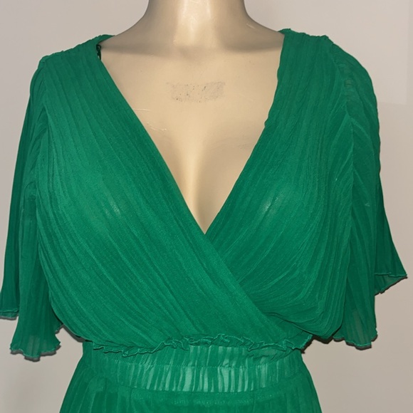 ZARA NWT Pleated Midi Dress in Green Size XS - Picture 11 of 13